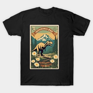 Vintage Camping with Indominux Rex Retro 80s Hiking Buddy T-Shirt